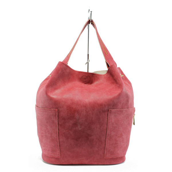 Червена дамска чанта, здрава еко-кожа - удобство и стил за вашето ежедневие N 10009245