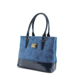 Синя дамска чанта, здрава еко-кожа - удобство и стил за вашето ежедневие N 10009246