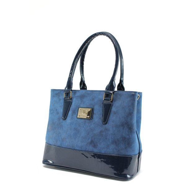 Синя дамска чанта, здрава еко-кожа - удобство и стил за вашето ежедневие N 10009246