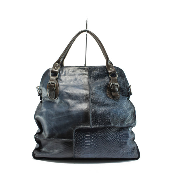 Тъмносиня дамска чанта, естествена кожа - удобство и стил за вашето ежедневие N 10009242