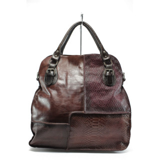 Винена дамска чанта, естествена кожа - удобство и стил за вашето ежедневие N 10009240