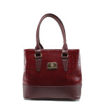 Винена дамска чанта, еко-кожа с крокодилска шарка - удобство и стил за вашето ежедневие N 10009291