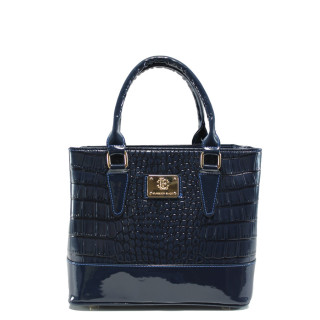 Синя дамска чанта, еко-кожа с крокодилска шарка - удобство и стил за вашето ежедневие N 10009348