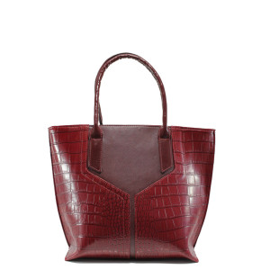 Винена дамска чанта, еко-кожа с крокодилска шарка - удобство и стил за вашето ежедневие N 10009447