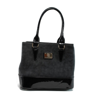 Черна дамска чанта, еко-кожа и лачена еко-кожа - удобство и стил за вашето ежедневие N 10009657