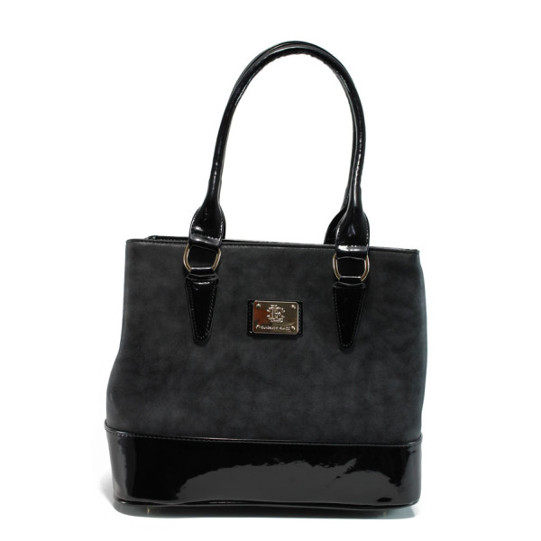 Черна дамска чанта, еко-кожа и лачена еко-кожа - удобство и стил за вашето ежедневие N 10009657