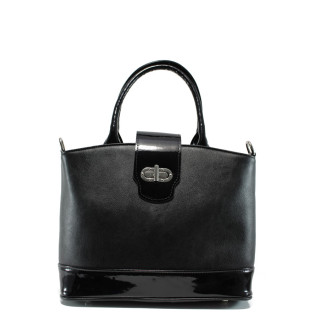 Черна дамска чанта, еко-кожа и лачена еко-кожа - удобство и стил за вашето ежедневие N 10009674