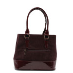Винена дамска чанта, велурена еко-кожа и лачена еко-кожа - удобство и стил за вашето ежедневие N 10009676