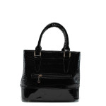 Черна дамска чанта, еко-кожа с крокодилска шарка - удобство и стил за вашето ежедневие N 10009678