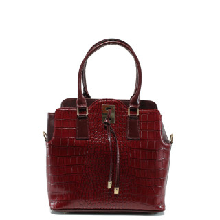 Винена дамска чанта, еко-кожа с крокодилска шарка - удобство и стил за вашето ежедневие N 10009741