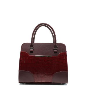 Винена дамска чанта, еко-кожа с крокодилска шарка - удобство и стил за вашето ежедневие N 10009739
