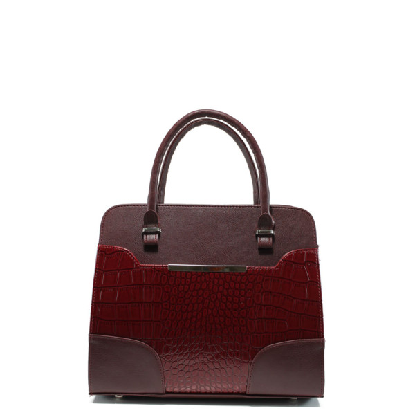Винена дамска чанта, еко-кожа с крокодилска шарка - удобство и стил за вашето ежедневие N 10009739