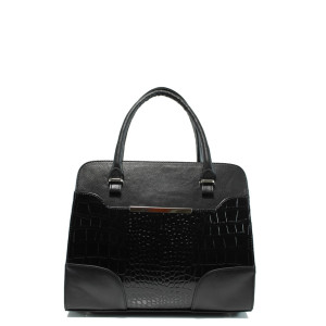 Черна дамска чанта, еко-кожа с крокодилска шарка - удобство и стил за вашето ежедневие N 10009740