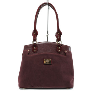 Винена дамска чанта, еко-кожа и велурена кожа - удобство и стил за вашето ежедневие N 10009738