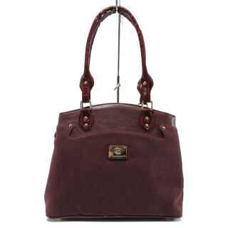 Винена дамска чанта, еко-кожа и велурена кожа - удобство и стил за вашето ежедневие N 10009738