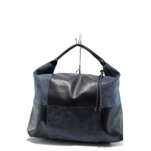 Тъмносиня дамска чанта, здрава еко-кожа - удобство и стил за вашето ежедневие N 10009765