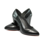 Черни дамски обувки с висок ток, здрава еко-кожа - официални обувки за целогодишно ползване N 10007913