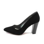 Черни дамски обувки с висок ток, здрава еко-кожа - официални обувки за целогодишно ползване N 10007914