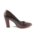 Винени дамски обувки с висок ток, здрава еко-кожа - официални обувки за целогодишно ползване N 10007915