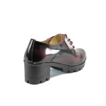 Анатомични винени дамски обувки със среден ток, здрава еко-кожа - всекидневни обувки за пролетта и есента N 10007919