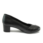 Черни ортопедични дамски обувки със среден ток, естествена кожа - всекидневни обувки за пролетта и есента N 10007922
