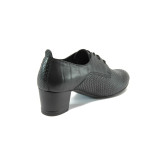 Черни ортопедични дамски обувки със среден ток, естествена кожа - всекидневни обувки за пролетта и есента N 10007924