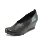 Черни ортопедични дамски обувки с платформа, естествена кожа - всекидневни обувки за пролетта и есента N 10007927