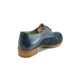 Сини ортопедични дамски обувки с равна подметка, естествена кожа и естествена велурена кожа - всекидневни обувки за пролетта и есента N 10007928