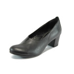 Черни ортопедични дамски обувки със среден ток, естествена кожа - всекидневни обувки за пролетта и есента N 10007930