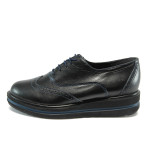 Черни ортопедични дамски обувки с равна подметка, естествена кожа - всекидневни обувки за пролетта и есента N 10007932