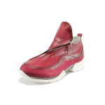 Червени дамски обувки с равна подметка, естествена кожа с крокодилска шарка - спортни обувки за пролетта и лятото N 10007944