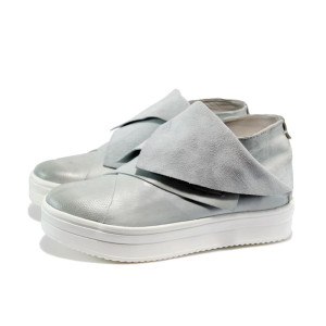 Червени дамски обувки с равна подметка, естествена кожа с крокодилска шарка - спортни обувки за пролетта и лятото N 10007945