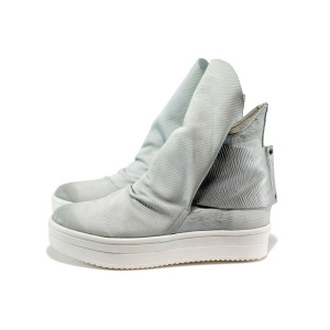 Бели дамски кецове, естествена кожа - всекидневни обувки за пролетта и есента N 10007946