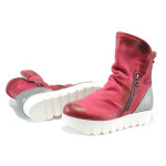 Червени дамски кецове, естествена кожа - всекидневни обувки за пролетта и есента N 10007947