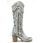 Бели летни дамски ботуши, естествена кожа - всекидневни обувки за пролетта и лятото N 10007949