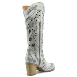 Бели летни дамски ботуши, естествена кожа - всекидневни обувки за пролетта и лятото N 10007949