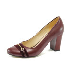Винени дамски обувки с висок ток, здрава еко-кожа - елегантни обувки за пролетта и лятото N 10007959