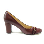 Винени дамски обувки с висок ток, здрава еко-кожа - елегантни обувки за пролетта и лятото N 10007959