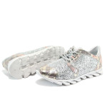 Сиви дамски обувки с равна подметка, естествена кожа - спортни обувки за пролетта и лятото N 10007951