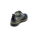 Тъмносини дамски обувки с равна подметка, естествена кожа - всекидневни обувки за пролетта и есента N 10008119