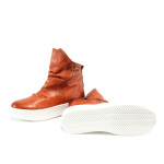 Червени дамски обувки с равна подметка, естествена кожа - всекидневни обувки за пролетта и есента N 10008148