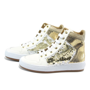 Бели дамски обувки с равна подметка, естествена кожа - всекидневни обувки за пролетта и есента N 10008160