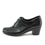 Анатомични черни дамски обувки с висок ток, естествена кожа - всекидневни обувки за пролетта и есента N 10008163
