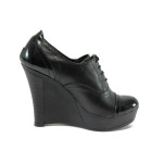 Анатомични черни дамски обувки с платформа, естествена кожа - всекидневни обувки за пролетта и есента N 10008166