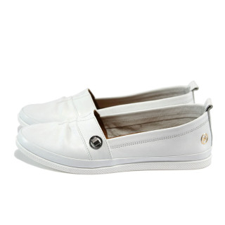 Бели ортопедични дамски обувки с равна подметка, естествена кожа - всекидневни обувки за пролетта и лятото N 10008175