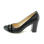 Черни дамски обувки с висок ток, здрава еко-кожа - елегантни обувки за целогодишно ползване N 10008178