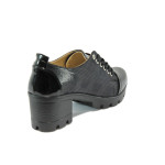Черни дамски обувки със среден ток, лачена еко кожа - всекидневни обувки за пролетта и есента N 10008172