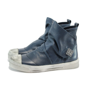 Сини дамски кецове, естествена кожа - спортни кецове за пролетта и лятото N 10008237