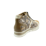Анатомични бежови дамски обувки с равна подметка, естествена кожа - всекидневни обувки за пролетта и есента N 10008254