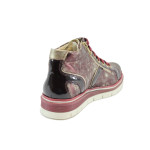 Анатомични винени дамски обувки с равна подметка, естествена кожа - всекидневни обувки за пролетта и есента N 10008255